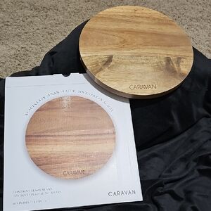 NEW Caravan Lazy Susan Acacia Wood Serving Platter Tray Spinning Wooden Display